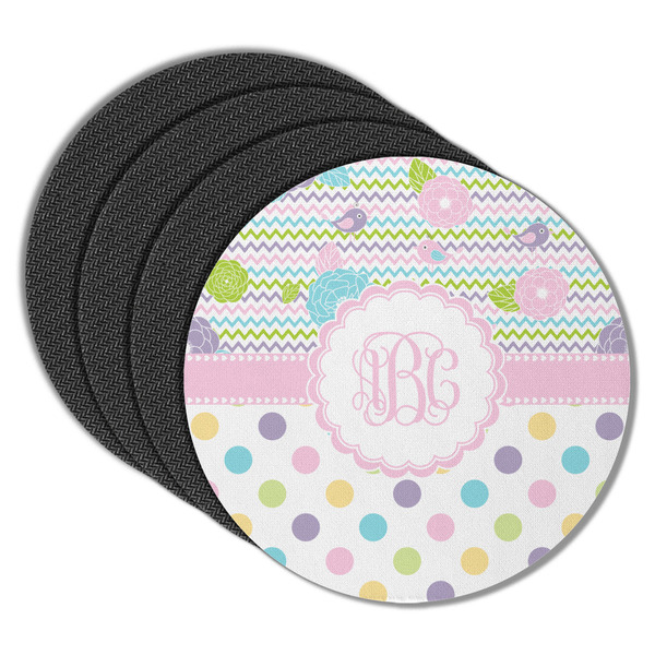 Custom Girly Girl Round Rubber Backed Coasters - Set of 4 (Personalized)