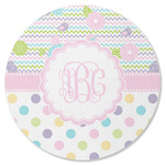 Girly Girl Round Rubber Backed Coaster (Personalized)
