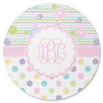 Girly Girl Round Rubber Backed Coaster (Personalized)