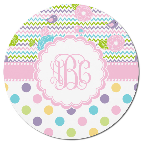 Girly Girl Round Fridge Magnet - FRONT