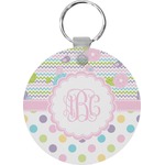 Girly Girl Round Plastic Keychain (Personalized)