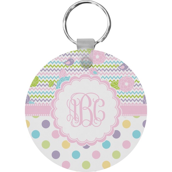 Custom Girly Girl Round Plastic Keychain (Personalized)
