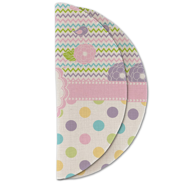 Girly Girl Round Linen Placemats - HALF FOLDED (double sided)