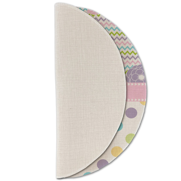 Girly Girl Round Linen Placemats - HALF FOLDED (single sided)