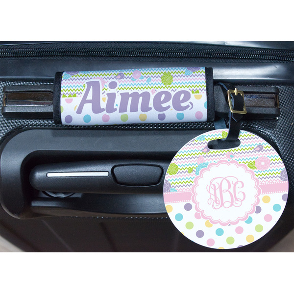 Girly Girl Round Luggage Tag & Handle Wrap - In Context