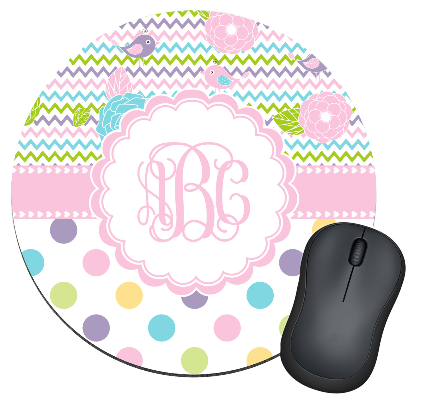 Girly Girl Round Mouse Pad (Personalized) YouCustomizeIt