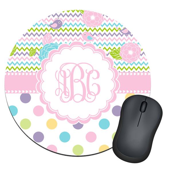 Custom Girly Girl Round Mouse Pad (Personalized)