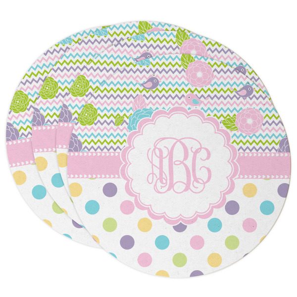 Custom Girly Girl Round Paper Coasters w/ Monograms
