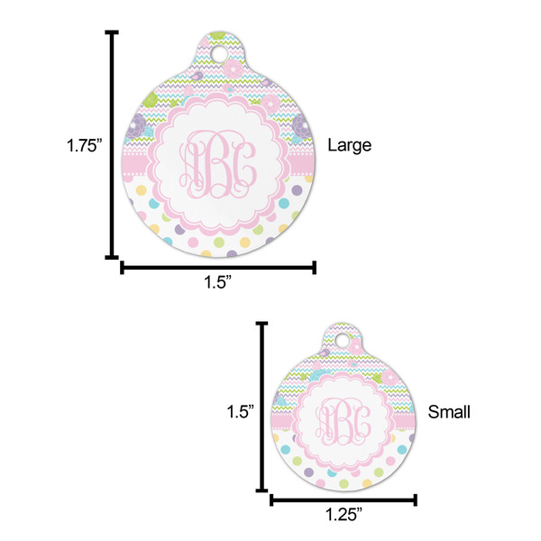 Girly Girl Round Pet ID Tag - Large - Comparison Scale