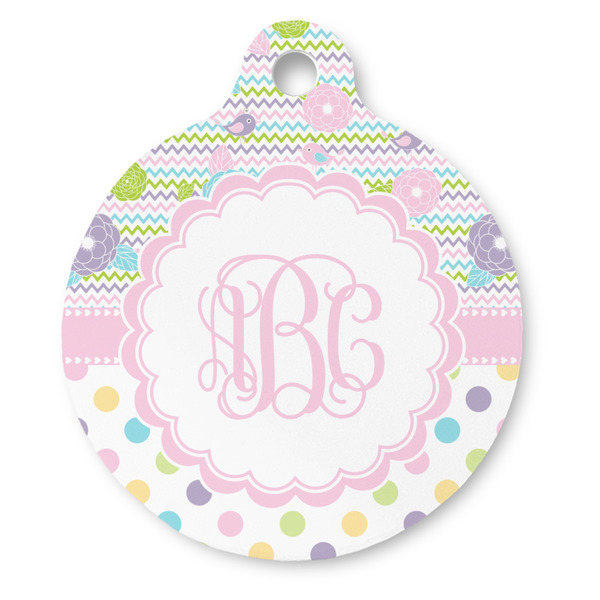 Custom Girly Girl Round Pet ID Tag (Personalized)