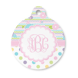Girly Girl Round Pet ID Tag - Small (Personalized)