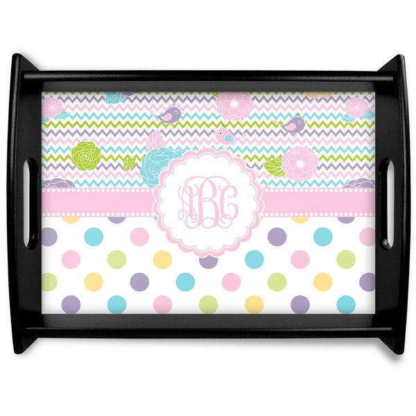 Custom Girly Girl Black Wooden Tray - Large (Personalized)