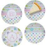 Girly Girl Set of 4 Glass Appetizer / Dessert Plate 8" (Personalized)