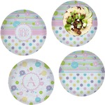 Girly Girl Set of 4 Glass Lunch / Dinner Plate 10" (Personalized)