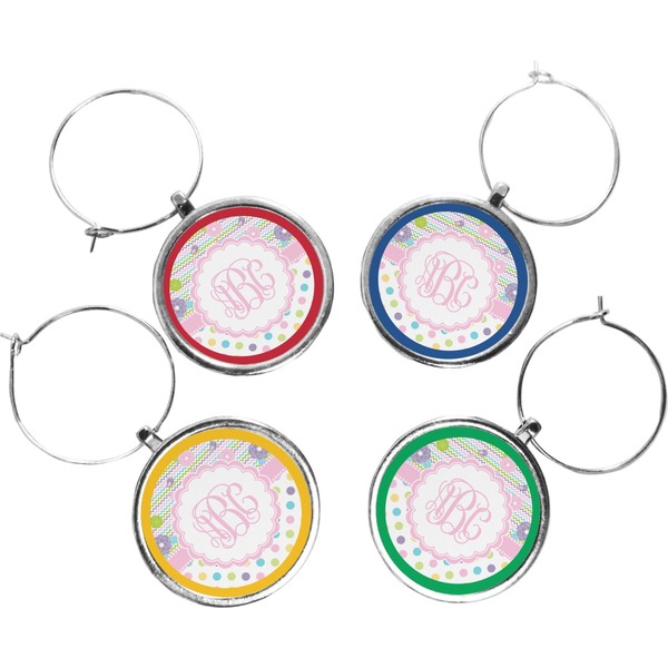 Custom Girly Girl Wine Charms (Set of 4) (Personalized)