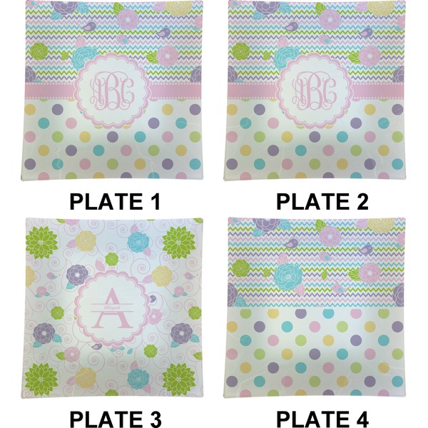 Girly Girl Set of Square Dinner Plates (Approval)