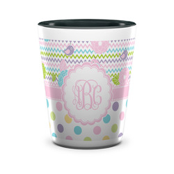 Girly Girl Ceramic Shot Glass - 1.5 oz - Two Tone - Set of 4 (Personalized)