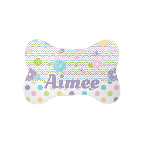 Custom Girly Girl Bone Shaped Dog Food Mat (Small) (Personalized)