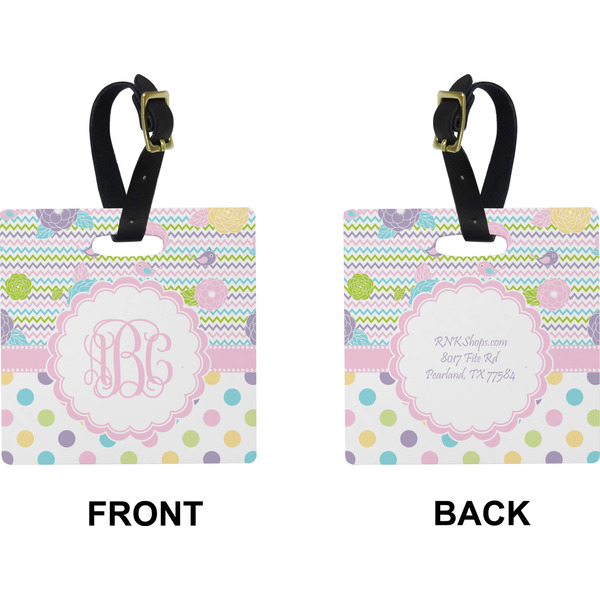 Girly Girl Square Luggage Tag (Front + Back)
