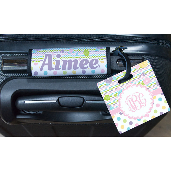 Girly Girl Square Luggage Tag & Handle Wrap - In Context