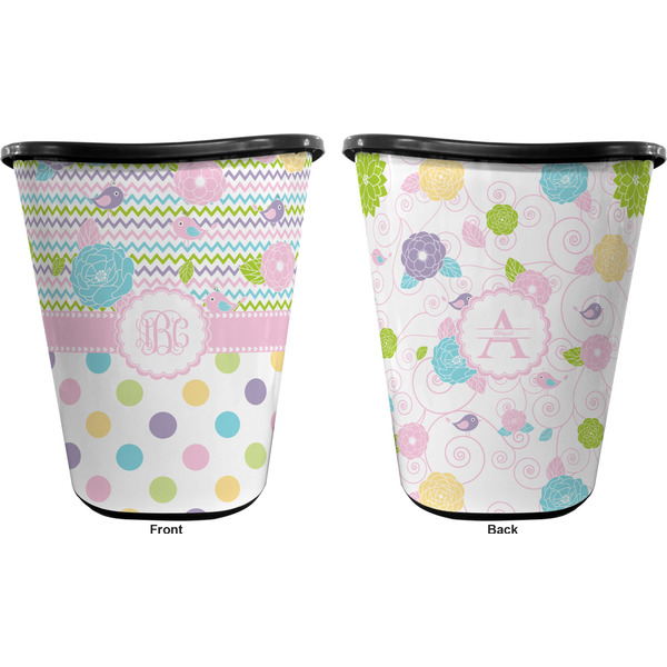 Girly Girl Trash Can Black - Front and Back - Apvl