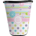 Girly Girl Waste Basket - Single Sided (Black) (Personalized)