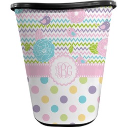 Girly Girl Waste Basket - Single Sided (Black) (Personalized)