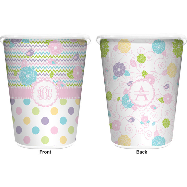 Girly Girl Trash Can White - Front and Back - Apvl