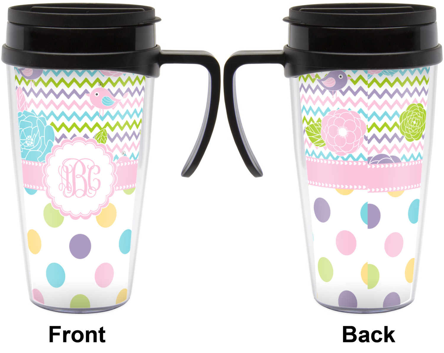 Girly Girl Acrylic Travel Mug with Handle (Personalized) YouCustomizeIt