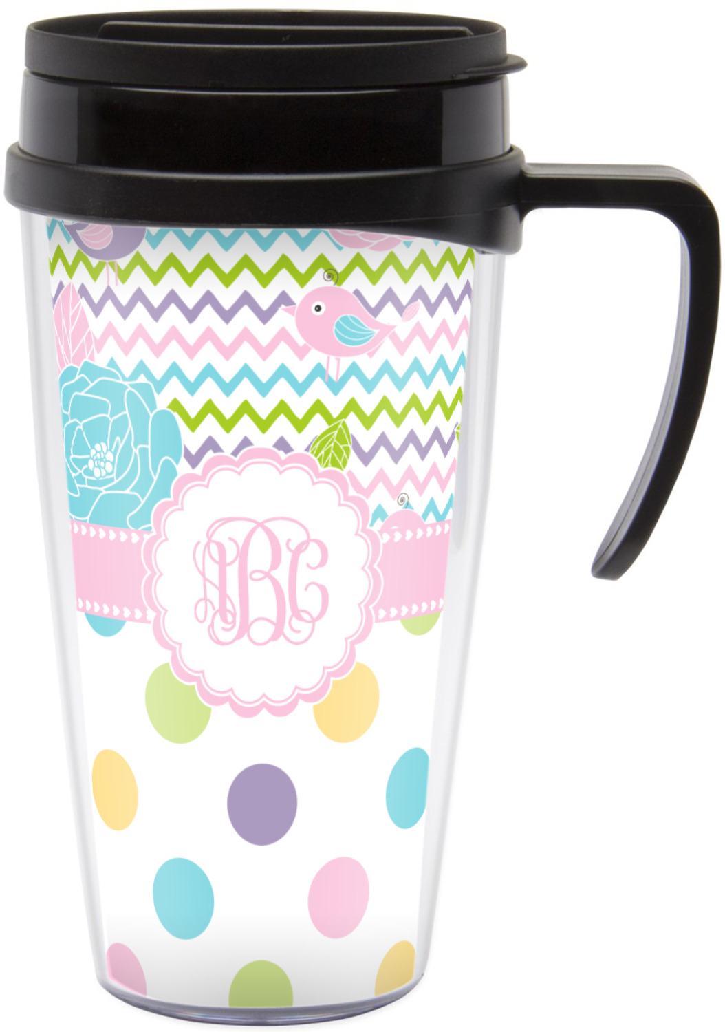Girly Girl Acrylic Travel Mug with Handle (Personalized) YouCustomizeIt