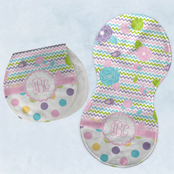 Girly Girl Burp Pads - Velour - Set of 2 w/ Monogram