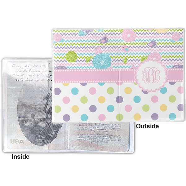 Girly Girl Vinyl Passport Holder - Flat Front and Back