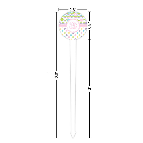 Girly Girl White Plastic 4" Food Pick - Round - Dimensions