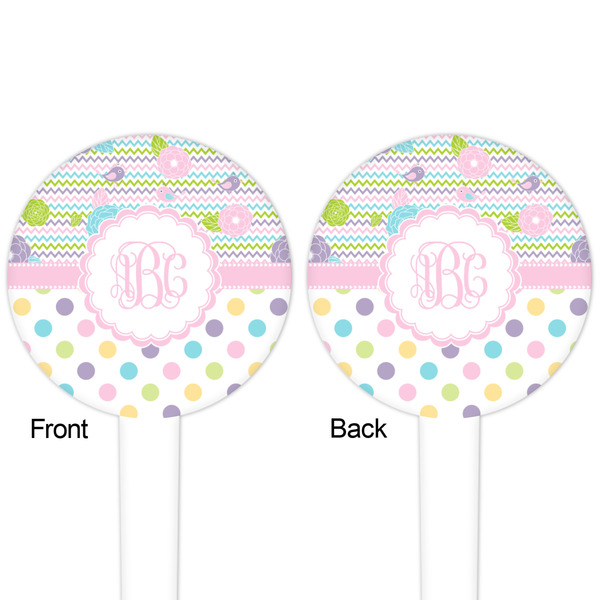 Girly Girl White Plastic 4" Food Pick - Round - Double Sided - Front & Back