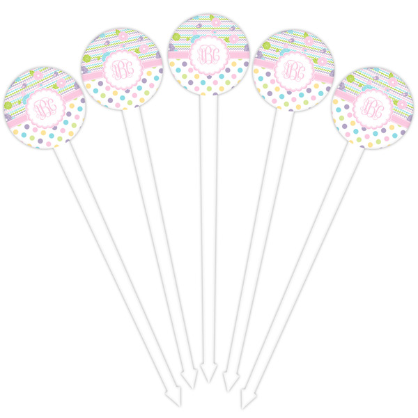 Girly Girl White Plastic 4" Food Pick - Round - Fan View