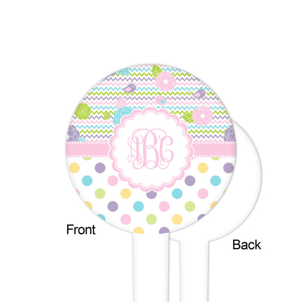 Girly Girl White Plastic 4" Food Pick - Round - Single Sided - Front & Back