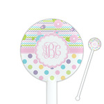 Girly Girl 5.5" Round Plastic Stir Sticks - White - Single Sided (Personalized)
