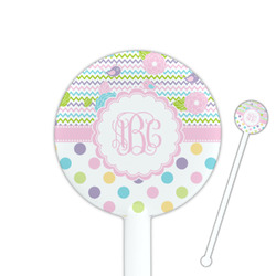 Girly Girl 5.5" Round Plastic Stir Sticks - White - Double Sided (Personalized)