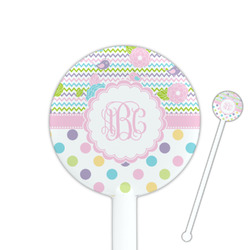 Girly Girl 5.5" Round Plastic Stir Sticks - White - Single Sided (Personalized)