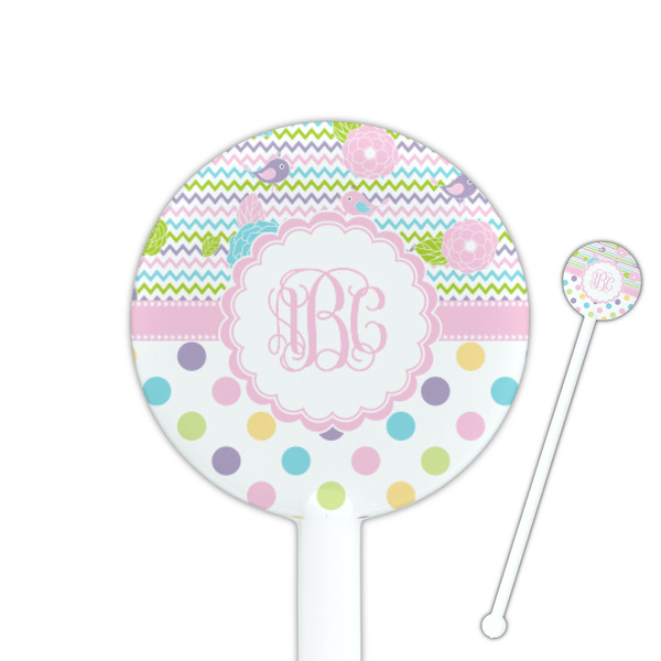 Custom Girly Girl 5.5" Round Plastic Stir Sticks - White - Single Sided (Personalized)