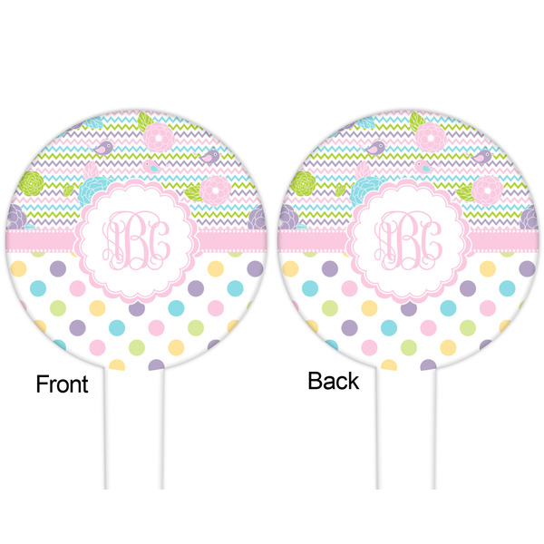 Girly Girl White Plastic 6" Food Pick - Round - Double Sided - Front & Back