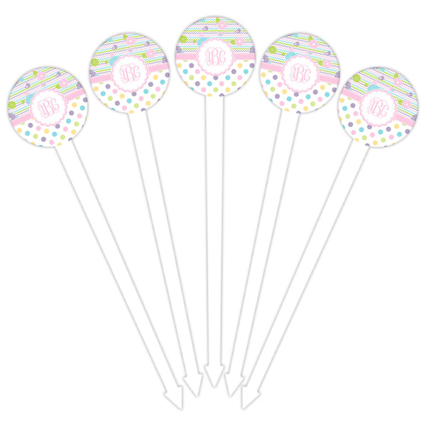 Girly Girl White Plastic 6" Food Pick - Round - Fan View