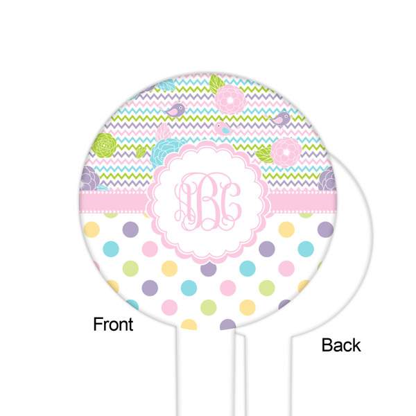 Girly Girl White Plastic 6" Food Pick - Round - Single Sided - Front & Back