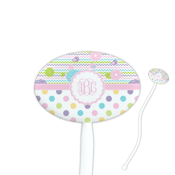Custom Girly Girl 7" Oval Plastic Stir Sticks - White - Single Sided (Personalized)