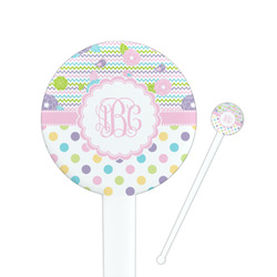 Girly Girl 7" Round Plastic Stir Sticks - White - Double Sided (Personalized)