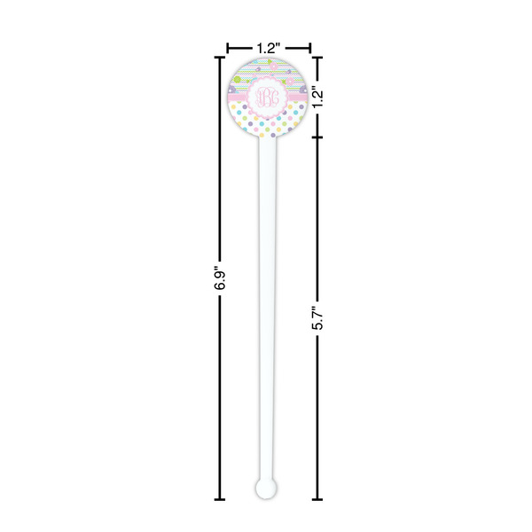 Girly Girl White Plastic 7" Stir Stick - Round - Dimensions