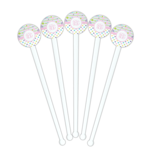 Girly Girl White Plastic 7" Stir Stick - Round - Fan View