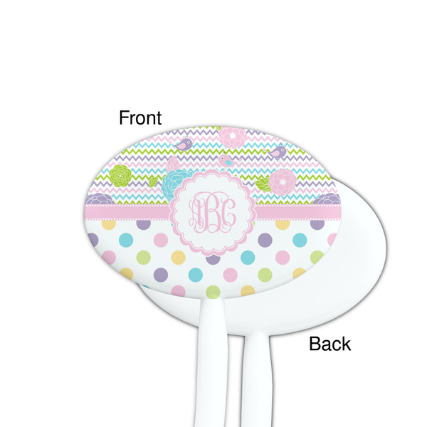 Girly Girl White Plastic 7" Stir Stick - Single Sided - Oval - Front & Back