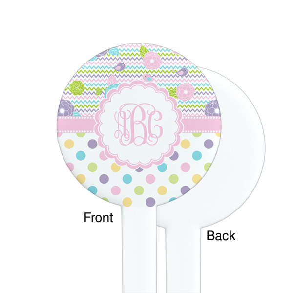 Girly Girl White Plastic 7" Stir Stick - Single Sided - Round - Front & Back