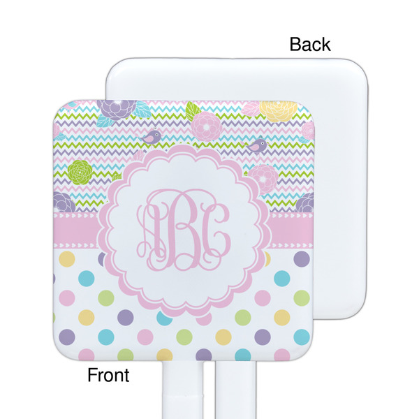 Girly Girl White Plastic Stir Stick - Single Sided - Square - Approval
